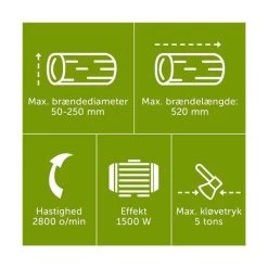 Grouw Brændekløver, 5000kg, 1500W -Tuin- En Buitengereedschap grouw brandeklover 5000kg 1500w 5