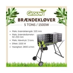 Grouw Brændekløver, 5000kg, 1500W -Tuin- En Buitengereedschap grouw brandeklover 5000kg 1500w 6