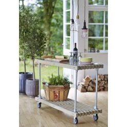 Plus Tralle Grillbord M/ 1 Hylde, Drivtømmer -Tuin- En Buitengereedschap plus tralle grillbord m 1 hylde drivtommer 3