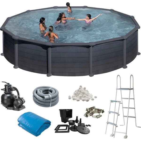 Swim & Fun Pool Basic, Ø550 X 132 Cm, Sort Grafit, 27.798L 2 Swim & Fun Pool Basic, Ø550 X 132 Cm, Sort Grafit, 27.798L - Billede 2